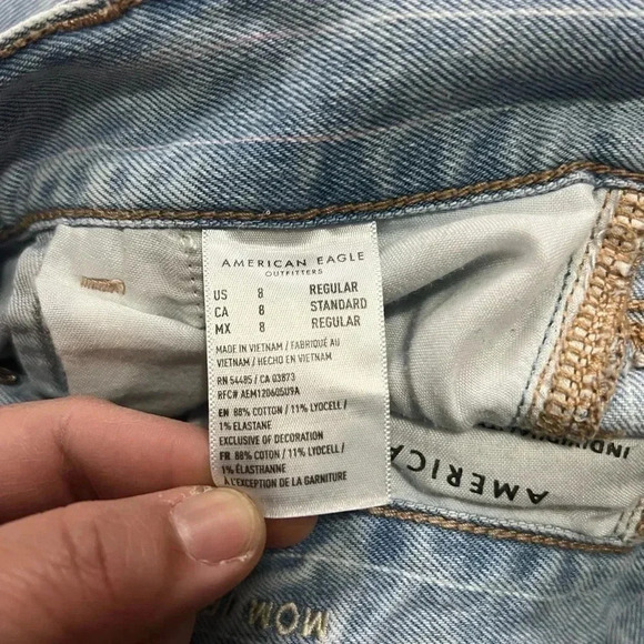 AMERICAN EAGLE Retro Y2k 90’s Striped HIGH WAIST MOM JEANS Baggy Size 8 - Picture 9 of 9